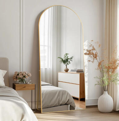 Arched Gold Full-Length Mirror
